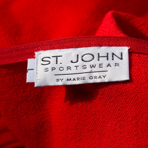 Vintage St. John Sport By Marie Gray RED Knitted Short Sleeve Top Woman's L - Picture 14 of 16